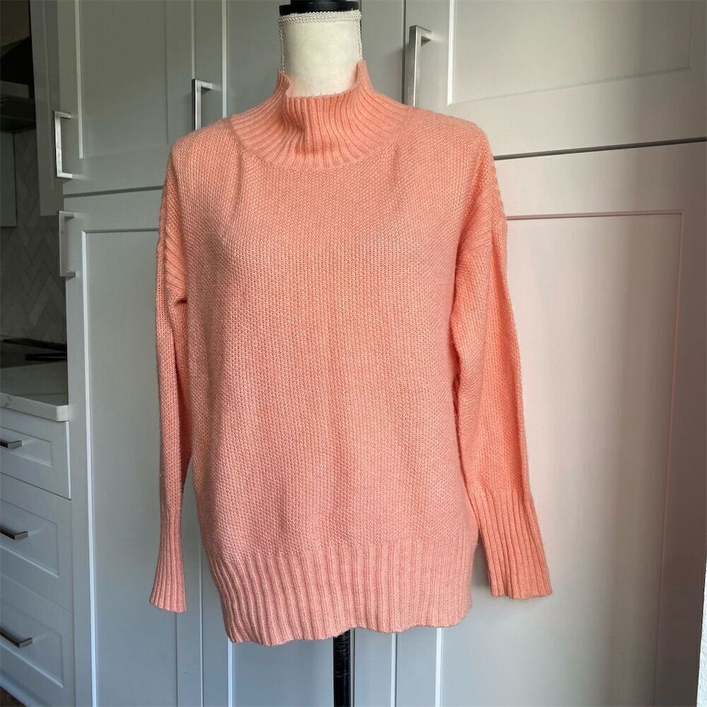 Anthropologie Angel of the North Women's Coral Peach Ribbed Pullover Sweater S